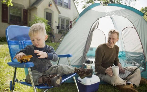 Father and son camping in backyard | Air Conditioner | Keith Air Conditioning